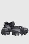 Prada Black leather sandals for women - massive sole, logo. leather. Velcro. Country of manufacture: Italy. Care: specialized cleaning - photo 1