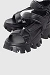 Prada Black leather sandals for women - massive sole, logo. leather. Velcro. Country of manufacture: Italy. Care: specialized cleaning - photo 5