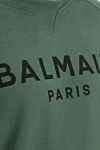 Balmain Свитшот хлопковый зеленый мужской - логотип Balmain. 97% хлопок, 3% эластан. Страна производитель: Франция. Уход: специализированная чистка - фото 5