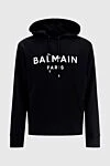 Balmain Кофта спортивная черная мужская - Логотип Balmain. капюшон. 100% хлопок. Страна производитель: Франция. Уход: специализированная чистка - фото 1