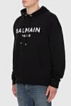 Balmain Кофта спортивная черная мужская - Логотип Balmain. капюшон. 100% хлопок. Страна производитель: Франция. Уход: специализированная чистка - фото 3