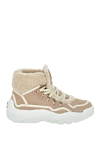 Valentino Beige suede and fur sneakers for women - contrasting sole, contrasting inserts. suede, fur. lacing. Country of manufacture: Italy. Care: specialized cleaning - photo 1