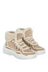 Valentino Beige suede and fur sneakers for women - contrasting sole, contrasting inserts. suede, fur. lacing. Country of manufacture: Italy. Care: specialized cleaning - photo 3