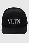 Valentino Black polyester cap for men - brand print. Stock: 100% polyester. Country of manufacture: Italy. Care: specialized cleaning - photo 1