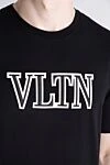 Valentino Black cotton T-shirt for men - logo print. 100% cotton. Country of manufacture: Italy. Care: specialized cleaning - photo 5