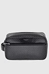 Serapian Black genuine leather cosmetic bag - logo, textured leather. 100% genuine leather. side pocket with zipper. Closure: zipper. Country of origin: Italy. Care: specialized cleaning - photo 1