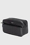 Black genuine leather cosmetic bag Serapian - logo, textured leather. 100% genuine leather. side pocket with zipper. Closure: zipper. Country of origin: Italy. Care: specialized cleaning - photo 2