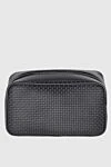 Serapian Black genuine leather cosmetic bag - logo, textured leather. 100% genuine leather. side pocket with zipper. Closure: zipper. Country of origin: Italy. Care: specialized cleaning - photo 3