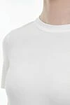 Brunello Cucinelli Women's white basic T-shirt with a smooth texture - 93% cotton, 7% elastane. Country of origin: Italy. Care: specialized cleaning - photo 5