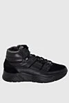 Doucal`s Black leather sneakers for men - 100% genuine leather, 100% natural fur. laces. Country of manufacture: Italy. Care: specialized cleaning - photo 1