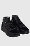 Doucal`s Black leather sneakers for men - 100% genuine leather, 100% natural fur. laces. Country of manufacture: Italy. Care: specialized cleaning - photo 3