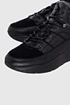 Doucal`s Black leather sneakers for men - 100% genuine leather, 100% natural fur. laces. Country of manufacture: Italy. Care: specialized cleaning - photo 5