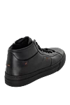 Black leather boots for men Santoni - logo. 92% lambskin, 8% calfskin. lacing. Country of manufacture: Italy. Care: specialized cleaning - photo 4