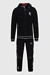 Plein Sport Men's sports suit made of cotton and elastane, black - Brand logo, contrast trim. Hood. 95% cotton 5% elastane. Closure: Elastic waistband with drawstring, zipper. Four side pockets. Country of manufacture: Italy. Care: specialized cleaning - photo 1