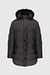 Moorer Men's down jacket made of polyamide black - Hood with fur. 100% polyamide. Closure: Zipper, buttons. Two side pockets. Lining: 100% natural fur. Country of manufacture: Italy. Care: specialized cleaning - photo 1