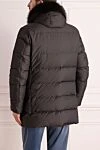 Men's down jacket made of polyamide black Moorer - Hood with fur. 100% polyamide. Closure: Zipper, buttons. Two side pockets. Lining: 100% natural fur. Country of manufacture: Italy. Care: specialized cleaning - photo 4