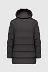 Men's down jacket made of polyamide black Moorer - Hood with fur. 100% polyamide. Closure: Zipper, buttons. Two side pockets. Lining: 100% natural fur. Country of manufacture: Italy. Care: specialized cleaning - photo 6