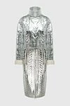 Balmain Костюм с юбкой из шерсти и лиоцелла женский - Высокий ворот, эффект металлик. 50% шерсть, 50% лиоцелл. Молния. Страна производитель: Франция. Уход: специализированная чистка - фото 1