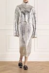 Костюм с юбкой из шерсти и лиоцелла женский Balmain - Высокий ворот, эффект металлик. 50% шерсть, 50% лиоцелл. Молния. Страна производитель: Франция. Уход: специализированная чистка - фото 2