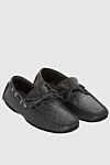 Cesare di Napoli Moccasins for men made of genuine leather and gray alligator skin - Decorative lacing. 50% genuine leather, 50% alligator skin. Interior: Leather. Insole: Leather. Outsole: Other materials. Country of manufacture: Italy. Care: specialized cleaning - photo 3