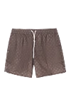 Gran Sasso Brown polyester beach shorts for men - logo patch, patterned print. 100% polyester. Closure Type: Drawstring Elastic Waistband. two pockets, back patch pocket with Velcro flap. Country of manufacture: Italy. Care: specialized cleaning - photo 1