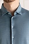 Gran Sasso Men's blue linen and elastane shirt - 97% linen, 3% elastane. Closure: buttons. Country of manufacture: Italy. Care: specialized cleaning - photo 5