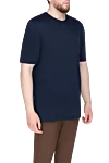 Gran Sasso T-shirt linen blue for men - 100% linen. Country of origin: Italy. Care: specialized cleaning - photo 3