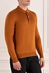 Gran Sasso Wool and silk polo orange for men - 70% wool,. 30% silk. buttons. Country of manufacture: Italy. Care: specialized cleaning - photo 3