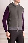 Fabio Gavazzi Cashmere vest gray for men - Hood. 100% cashmere. Closure: Zipper. Two zippered side pockets. Lining: Mink. Country of origin: Italy. Care: specialized cleaning - photo 3