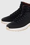 Loro Piana Black leather and textile sneakers for men - contrast sole. 50% genuine leather, 50% textile. lacing. Country of manufacture: Italy. Care: specialized cleaning - photo 5