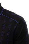 Трикотажное поло черного цвета с контрастной геометрической вязкой Stefano Ricci - Контрастный узор, сочетание двух оттенков. Длинный рукав. 70% кашемир, 30% шёлк. Пуговицы. Страна производитель: Италия. Уход: специализированная чистка - фото 6