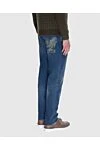Men's blue jeans with a decorative eagle on the pocket Stefano Ricci - worn effect. 76% cotton, 14% polyester, 8% viscose, 2% elastane. Closure: button, zipper. Three side pockets, two back pockets. Country of origin: Italy. Care: specialized cleaning - photo 4