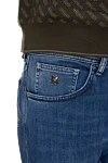 Stefano Ricci Men's blue jeans with a decorative eagle on the pocket - worn effect. 76% cotton, 14% polyester, 8% viscose, 2% elastane. Closure: button, zipper. Three side pockets, two back pockets. Country of origin: Italy. Care: specialized cleaning - photo 5