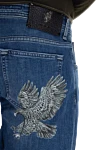 Men's blue jeans with a decorative eagle on the pocket Stefano Ricci - worn effect. 76% cotton, 14% polyester, 8% viscose, 2% elastane. Closure: button, zipper. Three side pockets, two back pockets. Country of origin: Italy. Care: specialized cleaning - photo 6
