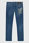 Stefano Ricci Men's blue jeans with a decorative eagle on the pocket - worn effect. 76% cotton, 14% polyester, 8% viscose, 2% elastane. Closure: button, zipper. Three side pockets, two back pockets. Country of origin: Italy. Care: specialized cleaning - photo 7
