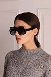 InsideOut 1 large women's sunglasses black round Dior - Logo, golden plated. UV protection. acetate, metal. light-black. Country of origin: France. Care: specialized cleaning - photo 2