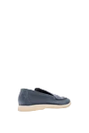 Повседневные лоферы мужские из тёмно-синей замши с комфортной подошвой Loro Piana - контрастная белая подошва. 100% замша. Страна производитель: Италия. Уход: специализированная чистка - фото 4