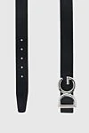 Dolce & Gabbana Black leather belt for men - DG logo buckle:. Plate buckle and mushroom closure Single loop belt clip. External composition: 100% Calfskin. Internal 100% Calfskin. Size: Belt width 25 mm. Country of origin: Italy. Care: specialized cleaning - photo 3