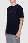 Kiton Футболка из хлопка синяя мужская - Декор: вышивка логотипа. Состав: 100% хлопок. Страна производитель: Италия. Уход: специализированная чистка - фото 3