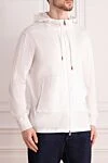 Kiton Men's cotton hoodie white - Additionally: Hood. Composition: 100% cotton. Closure: Drawstring. Country of manufacture: Italy. Care: specialized cleaning - photo 3