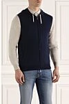 Tombolini Cotton vest blue for men - Decoration: hood. two front pockets. 100% cotton. zipper. Country of manufacture: Italy. Care: specialized cleaning - photo 3