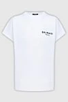 Balmain White cotton T-shirt for women - logo. 100% cotton. Country of manufacture: Italy. Care: specialized cleaning - photo 1