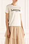 Lanvin White cotton T-shirt for women - logo print. 100% cotton. Country of manufacture: Italy. Care: specialized cleaning - photo 3