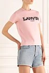 Lanvin Әйелдерге арналған қызғылт мақтадан жасалған футболка - логотипті басып шығару. Құрамы: 100% мақта. Шығарылған елі: Франция. Күтім: арнайы тазалау - фото 3