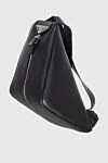 Prada Black leather backpack for men - logo. 100% genuine leather. Closure: Zipper. Country of manufacture: Italy. Care: specialized cleaning - photo 3