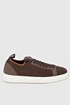 Santoni Brown nubuck sneakers for men - logo, contrast sole. 100% nubuck. lacing. Country of manufacture: Italy. Care: specialized cleaning - photo 1