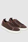 Santoni Brown nubuck sneakers for men - logo, contrast sole. 100% nubuck. lacing. Country of manufacture: Italy. Care: specialized cleaning - photo 3