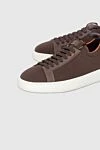 Santoni Brown nubuck sneakers for men - logo, contrast sole. 100% nubuck. lacing. Country of manufacture: Italy. Care: specialized cleaning - photo 5