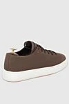 Brown nubuck sneakers for men Santoni - logo, contrast sole. 100% nubuck. lacing. Country of manufacture: Italy. Care: specialized cleaning - photo 4