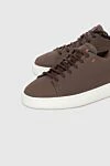 Santoni Brown nubuck sneakers for men - logo, contrast sole. 100% nubuck. lacing. Country of manufacture: Italy. Care: specialized cleaning - photo 5